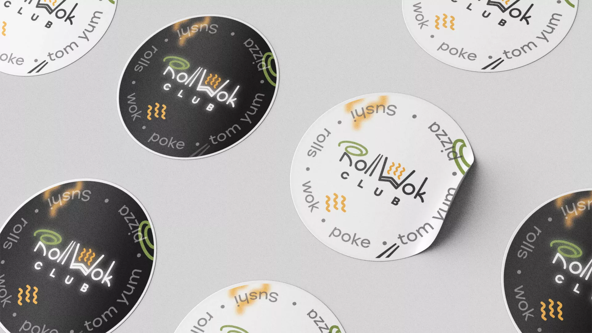 Разработка наклеек для суши-бара «Roll Wok Club» в Алапаевске